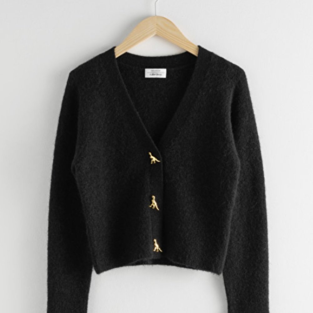 & Other Stories Dinosaur Button Knit Cardigan (S)